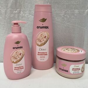 Dove x Crumbl Strawberry Crumb Cake Hand Wash Body‎ Wash Body Scrub Gift Set